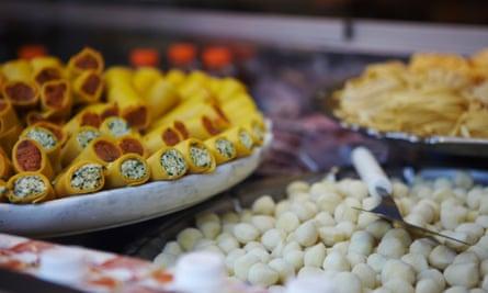 Mini cannelloni in a shop in Milan.
